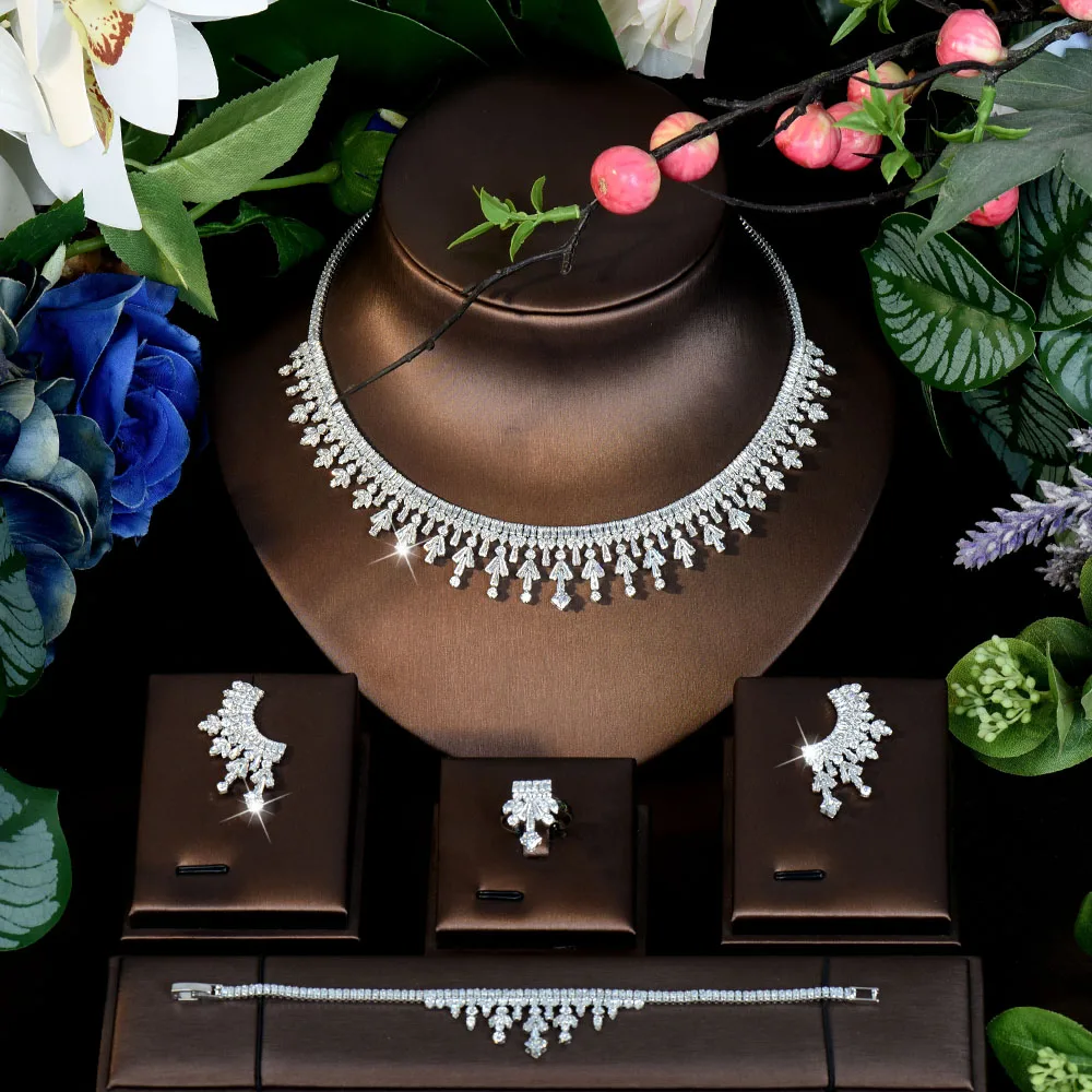 HIBRIDE 2026 New Jewelry Premium Exquisite Set Necklace Earrings Bracelet Ring Dubai Women Wedding Festival Bridal Gift S-1146