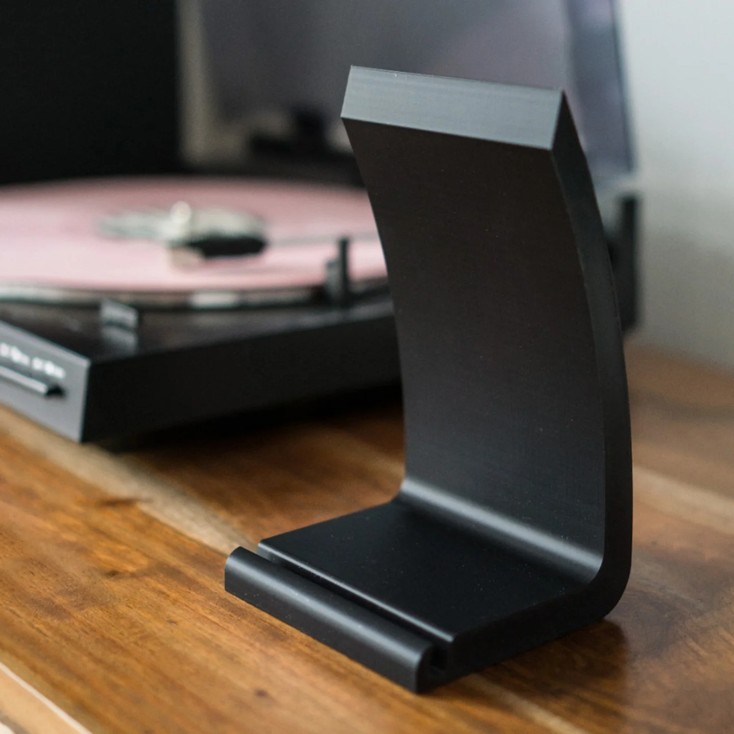 Suporte para Disco de Vinil com Display 'Now Playing' - Organizador Minimalista para Álbuns e CDs - Acessórios para Turntable em Preto e Branco