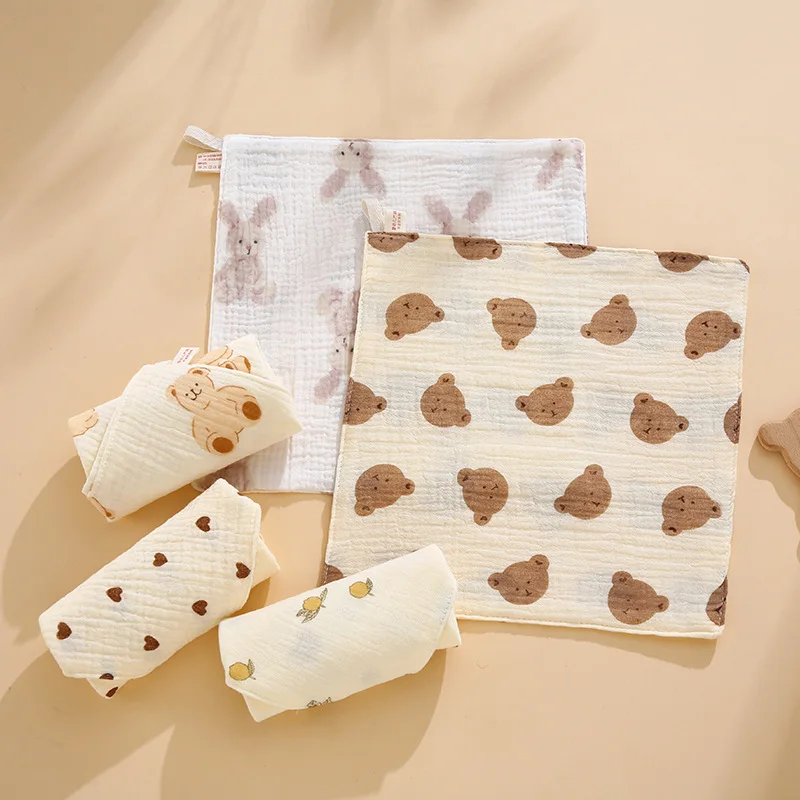 4Layers Newborn Gauze Children's Towel Kindergarten Hand Towels Baby Items Cotton Muslin Baby Face Towels Long Burp Cloth