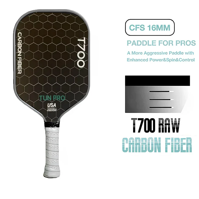 

Pickleball Paddle Tennis Rackets T700 Carbon Fiber Frosted Surface Enhanced Sweet Spot Control Power Grip USAPA Compliant