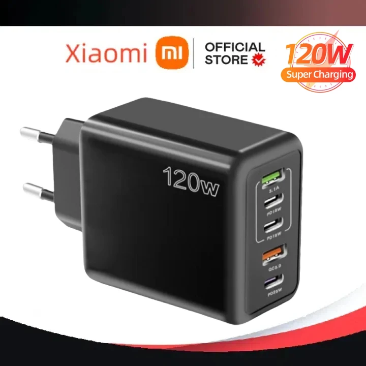 Xiaomi GaN Charger USB 120W Muti 5 Ports PD Quick Fast High Speed Charging Type C Phone Adapter For IPhone 15 Xiaomi 13 Samsung