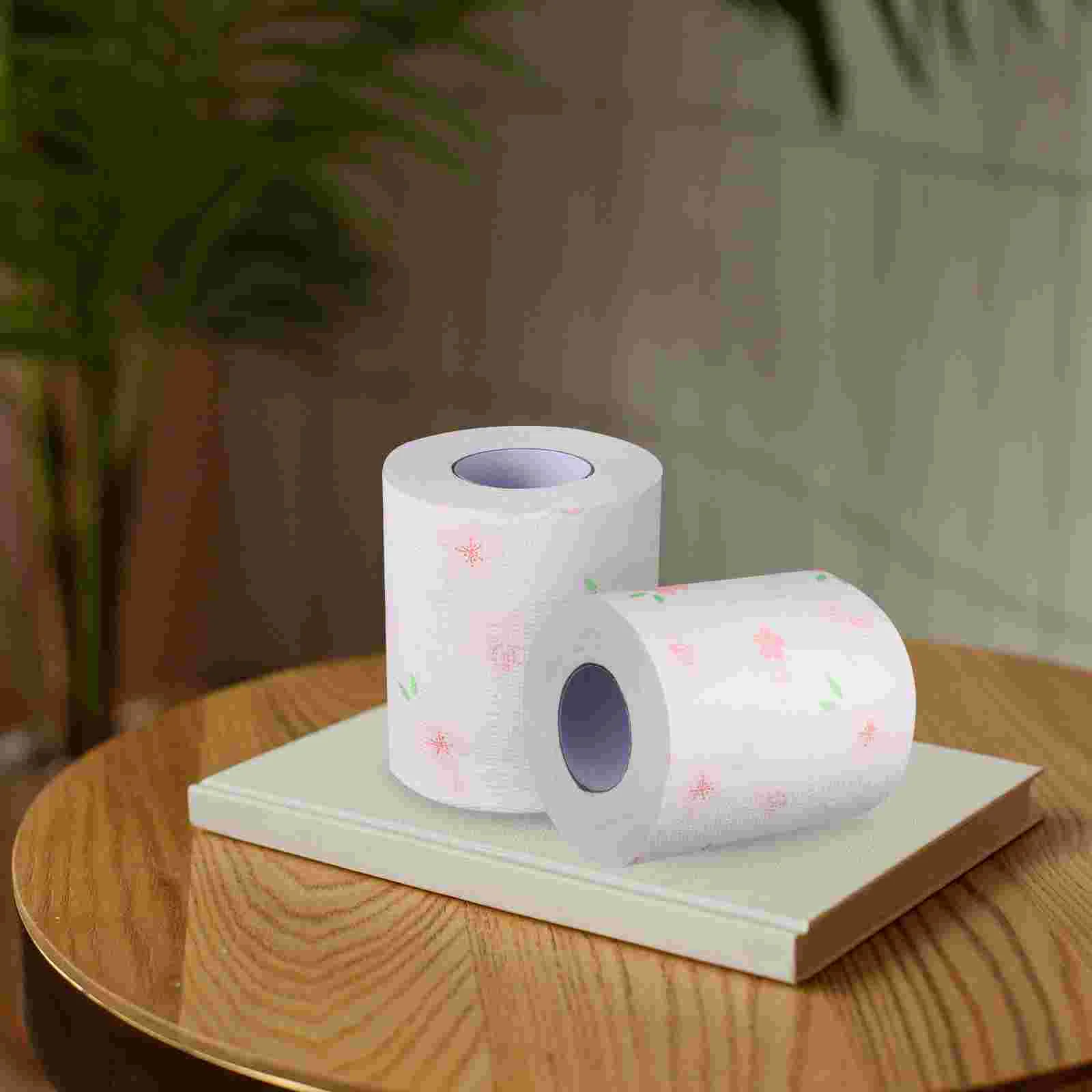 4 rouleaux de serviettes en papier à motif floral, pour les toilettes, pour décorer le visage