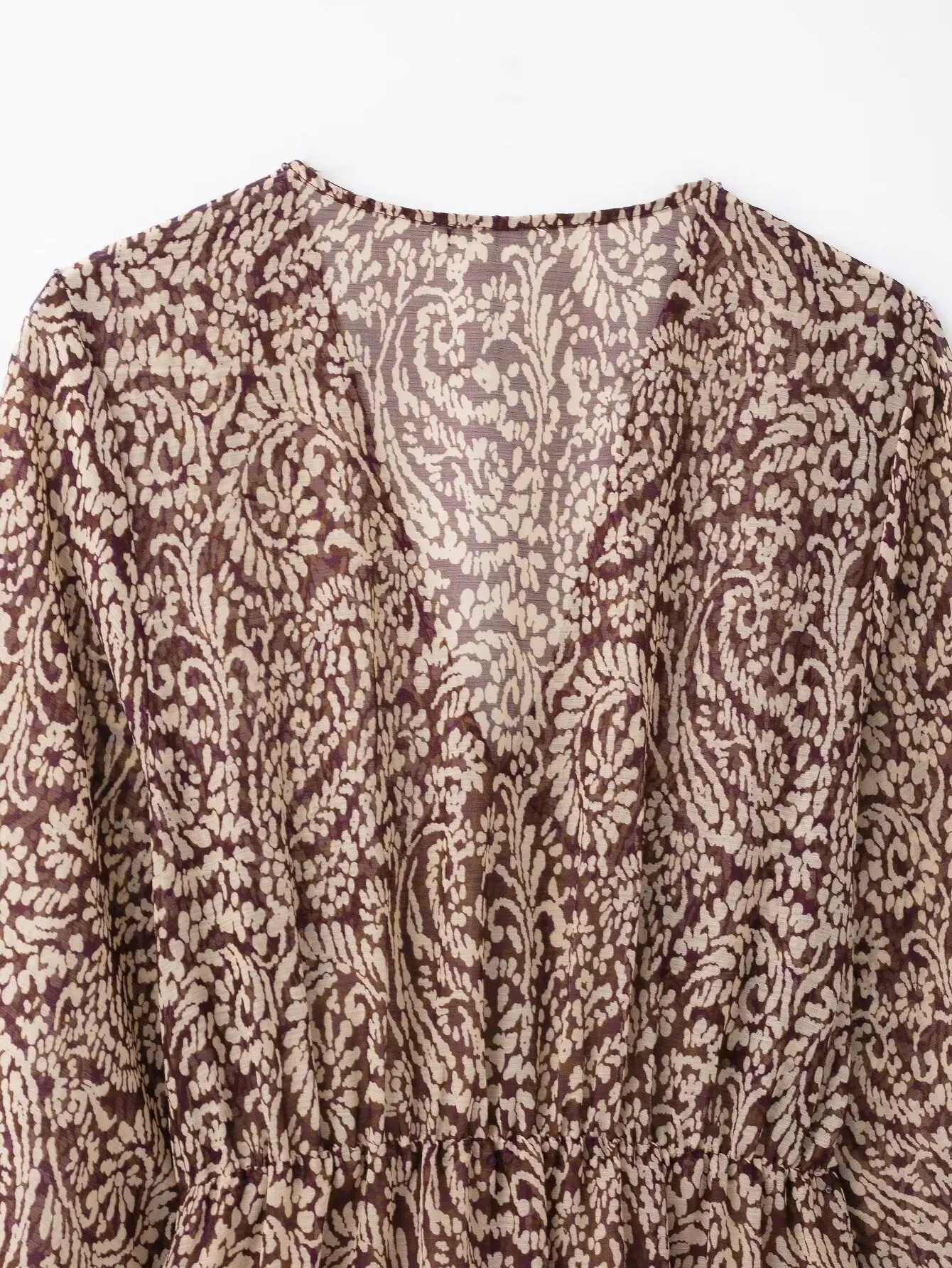 Kondala moda 2025 vintage primavera vestido com decote em v chique bohe renda casual vestido de manga longa feminino solto plissado impressão maxi vestido