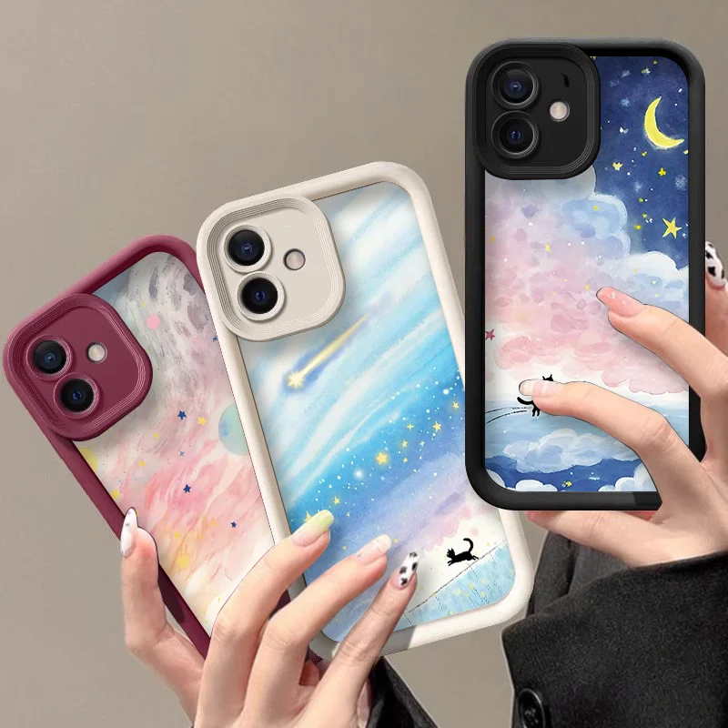Милый чехол для телефона с картиной маслом «Звездное небо, черный кот» для OnePlus Nord 15 13 12 11 10 R 4 3 2 CE5 CE4 CE3 Lite ACE2 ACE3 Мягкие чехлы