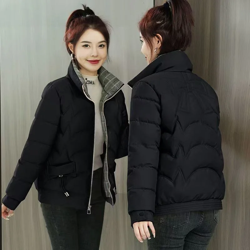 Women's Short Cotton-padded Jacket 2024 Winter New Stand-up Collar Cotton-padded Jacket Thickened Slim Warm Cotton-padded Jacket
