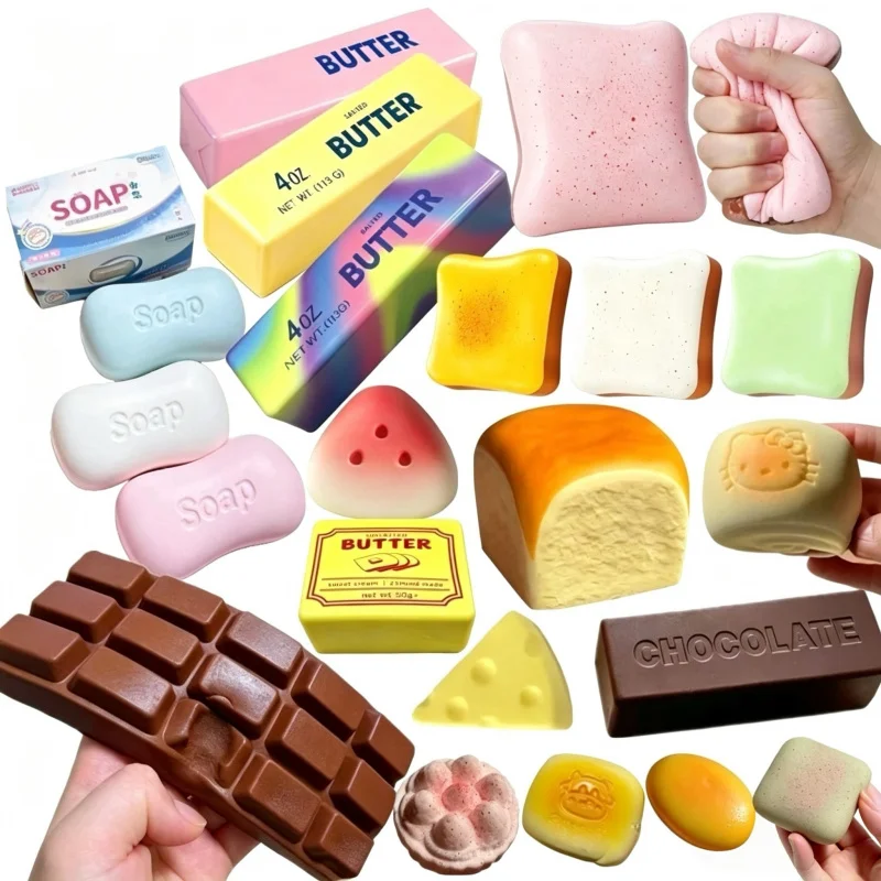Cheese Squishy Slow Rising Dumpling Squishy Bread Butter Squeeze Toy Sensory Stress Relief Squishies Soft & Stretchy Fidget Toys