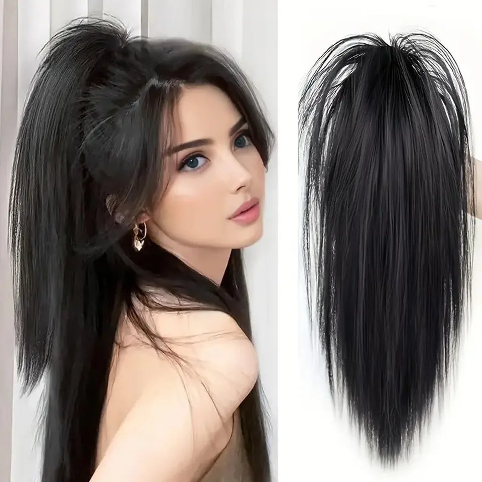 

Synthetic Fiber Waterfall Straight Ponytail Claw Clip Hair Extension Long Sleek Natural Look Easy Wear Voluminous Hairpiece