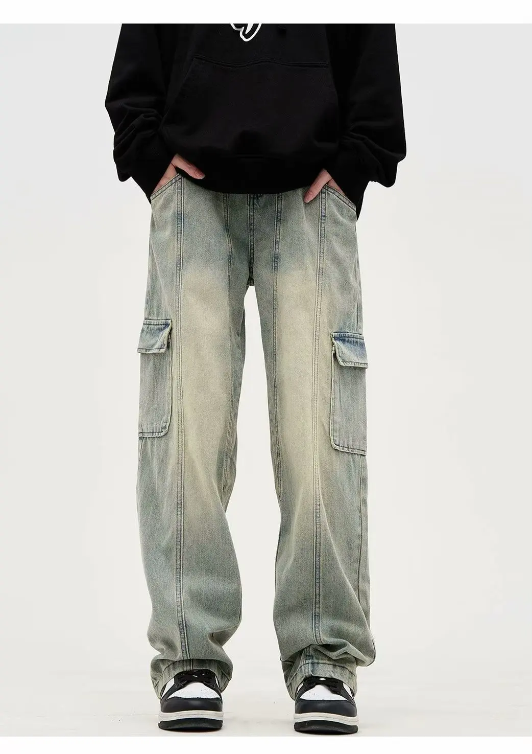سراويل رجالية كلاسيكية غير رسمية Y2k جينز ممزق فضفاض للرجال سراويل جينز واسعة الساق جينز ملابس الشارع الشهير ملابس رجالية متوهجة #2