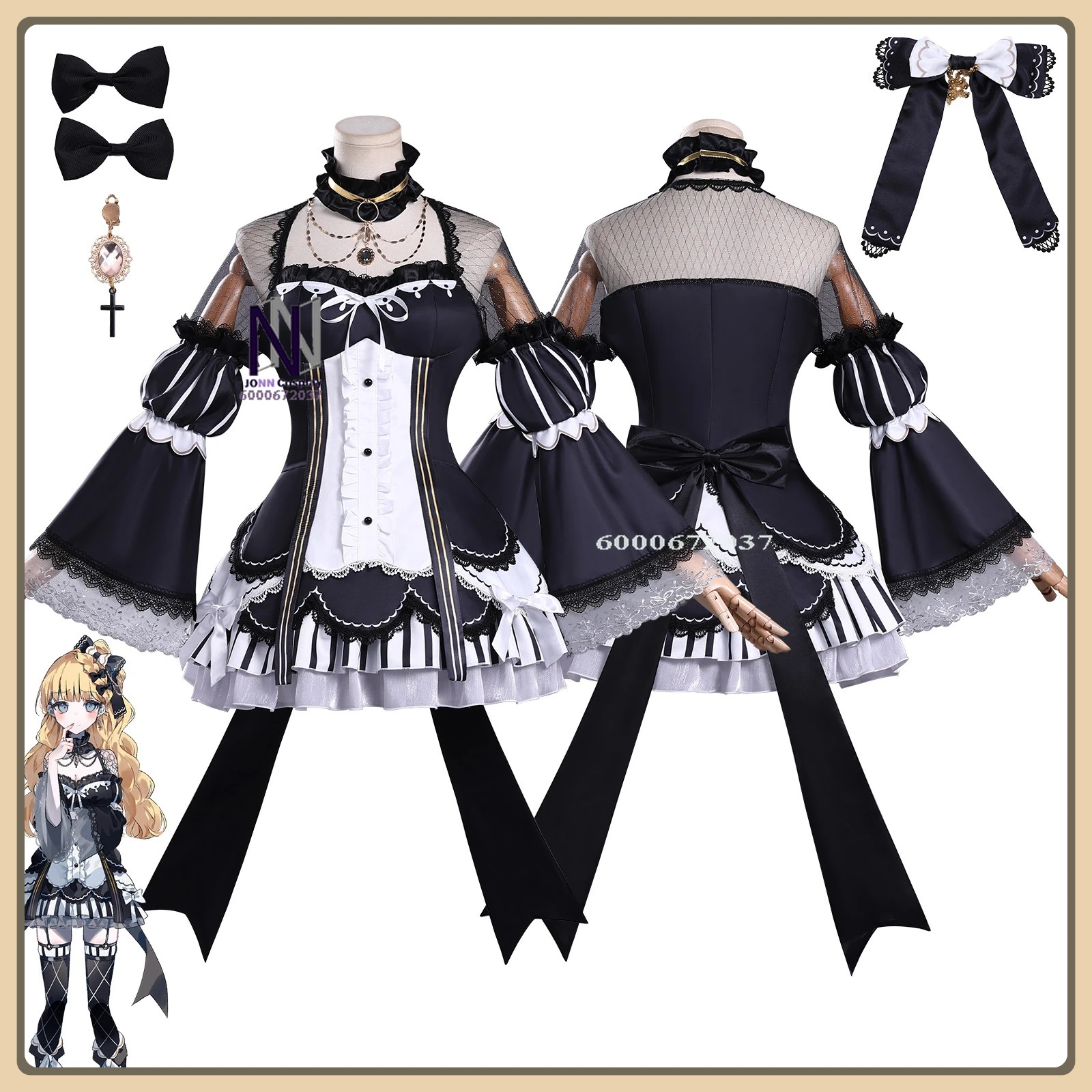

Role Playing Costume Magical Girl's Witch Trial Saeki Miria Black Sexy Dress Full Set Cosplay Outfit (Female Adult) Halloween