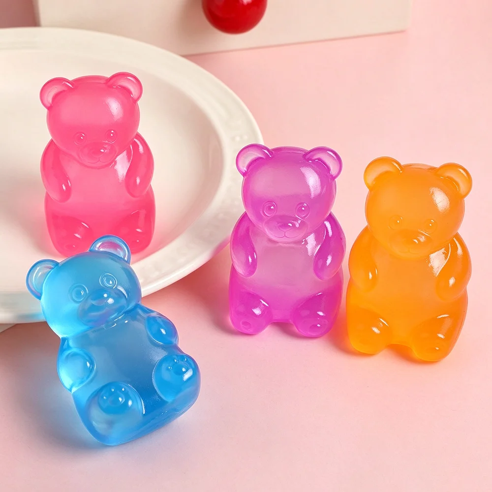 Colorful Bear Jelly Bean Fudge Squeeze Toy Anti-Stress Fidget Hand Relax Toy Gummy Candy For Stress Release