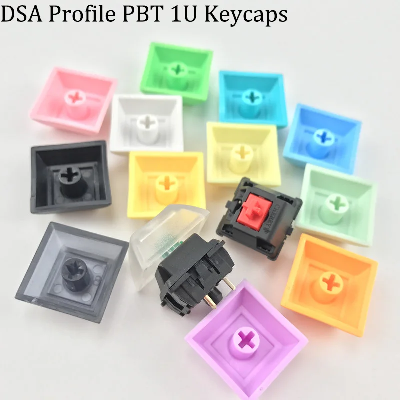 DSA PBT Keycaps For Gaming Mechanical Keyboard 1U 1X Green Blue White Transparent Pink Black Custom Keycap DSA Profile Key Cap