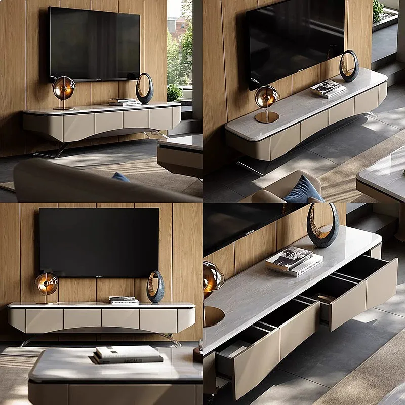 Natural Marble Slab TV Stand Modern Simple Small Apartment Living Room Home Villa Italian Minimalist