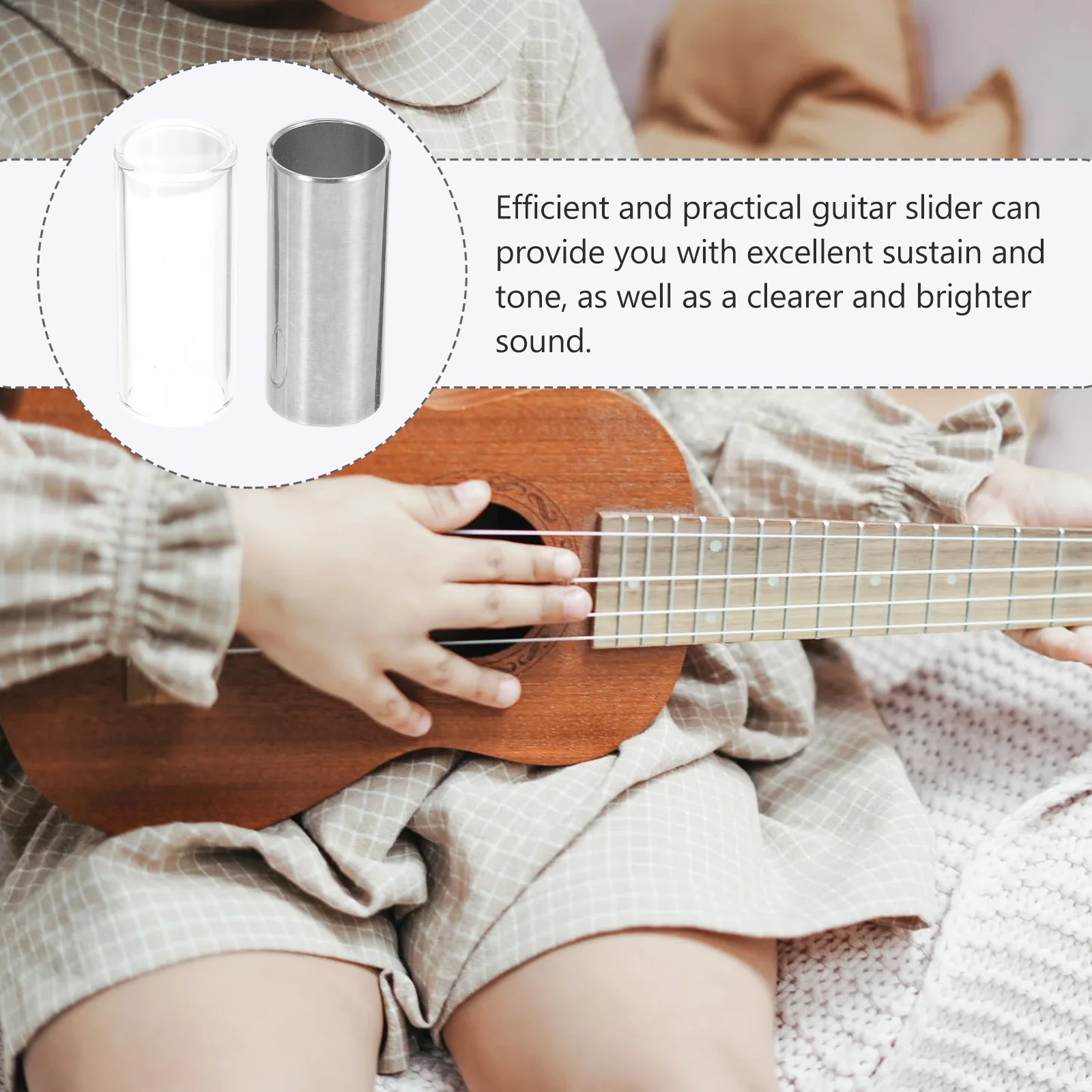 

2Pcs Guitar Slider Sturdy Practical Slide Bars Durable Material Excellent Sustain Guitar Accessory Tone Bar Finger Slide