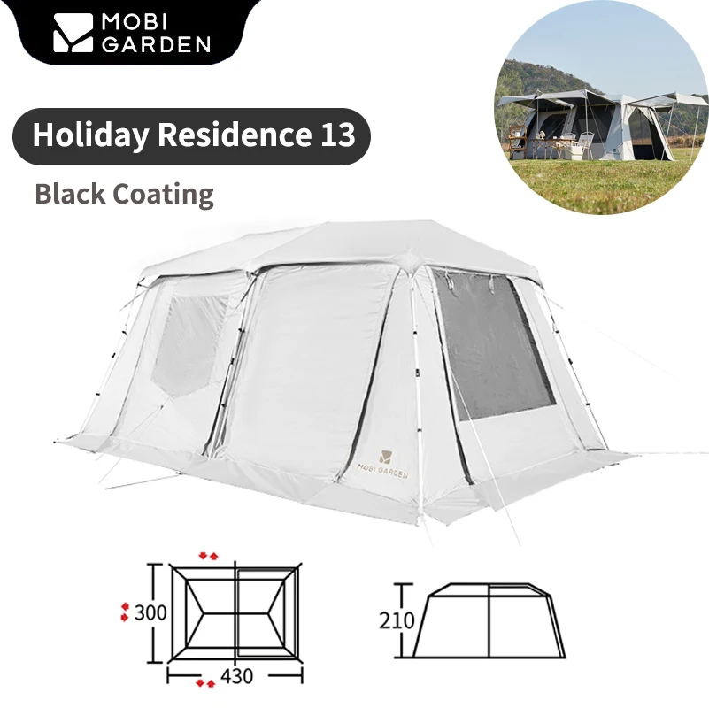 MOBI GARDEN Camping Automatic Tent Holiday Residence 13 Black Coating Large Space 27㎡ Waterproof PU3000 Seam Taping UV Outdoor