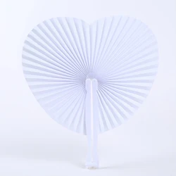 White Folding Blank Fan para Decoração de Festa, Festival Hand Fans, Pintura DIY, Aniversário, Casamento, Símbolo do Coração, 10-60Pcs