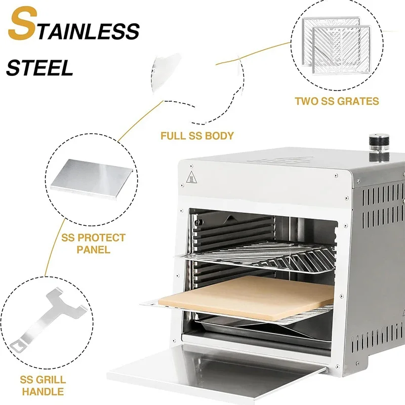 Grelha infravermelha portátil do gás propano da grelha, grelha de cozimento rápido da mesa de aço inoxidável de 1500 graus