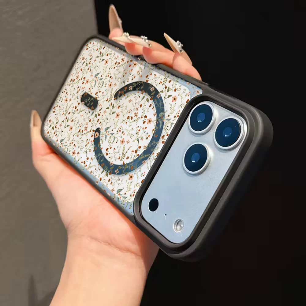 Künstlerische Blumen Transparente Hülle für Magsafe iPhone 15 16 13 Pro Max 17 14 11 13 12 Pro Max Plus Hülle Magnetisches Kabelloses Laden Coque – Detail 11