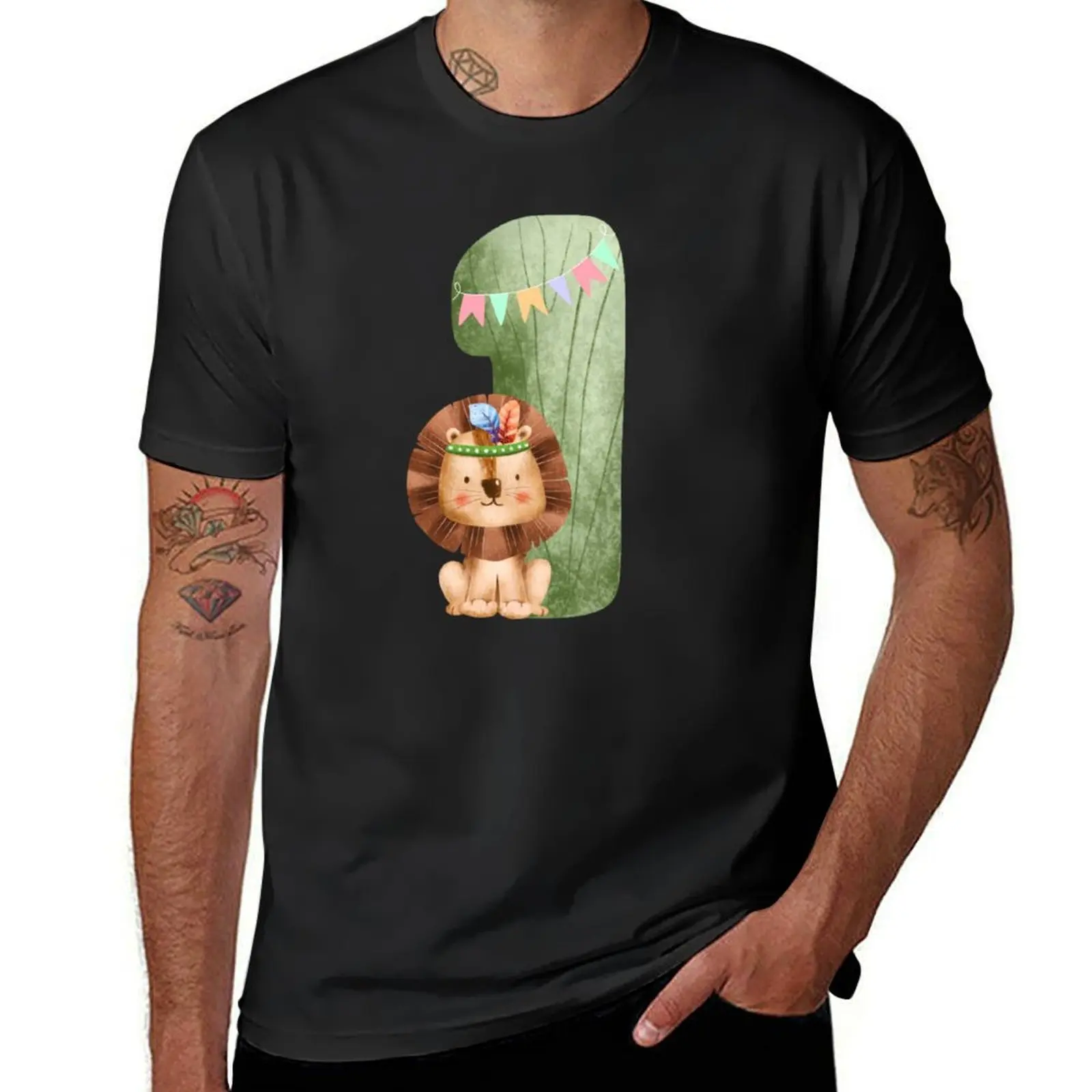 First Birthday, 1st Birthday, 1st Year Old, Numbers, Cute animals, lion T-Shirt blanks men clothes