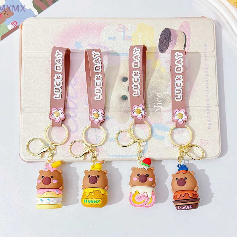 

Cartoon Cake Capybara Pvc Pendant PVC Simulation Capybara Capybara Pvc Keychain Cute Capibara Anime Keyring