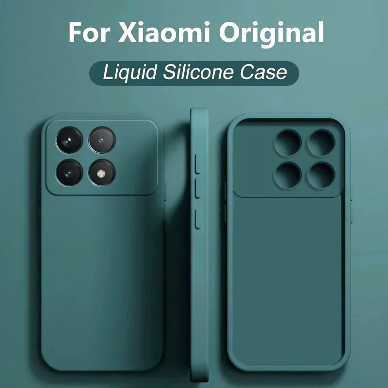 For Xiaomi POCO X6 Pro Case Square Liquid Silicone Cover for Redmi Note 13 Pro 5g Protective Soft Back Cover