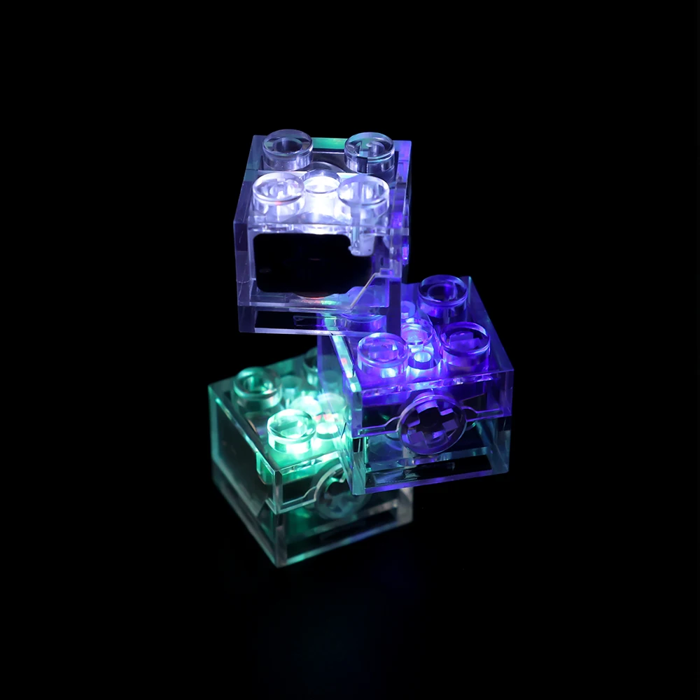Kyglairng 1 pcs 2x2 LED light up Brick Colorful compatible For LEGO Building Blocks Toys For children