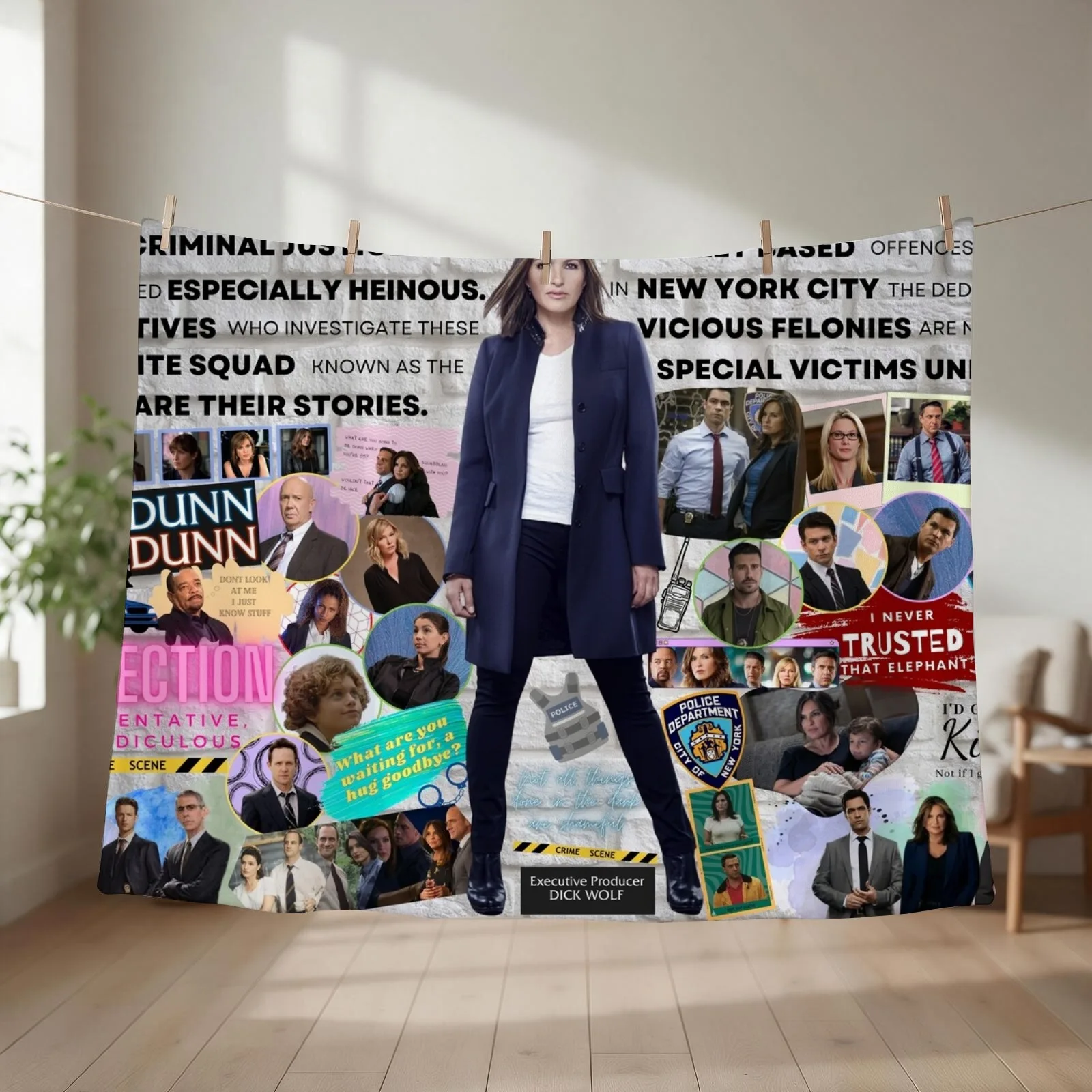 Law & Order SVU Collage Throw Blanket couch cozy soft plush fuzzy picnic outdoor blanket