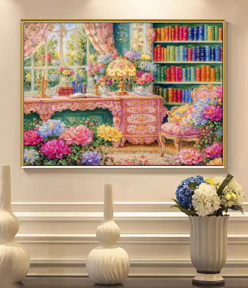 14CT 9CT Study Room Printed Kit Cross Stitch Embroidery DIY Needlework Set  Crafts With Needles Threads