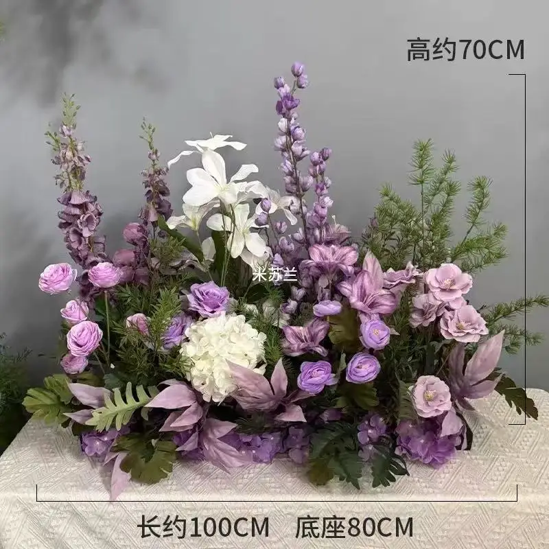 Wedding flower row ground row wedding flower year old fake flower wedding arrangement