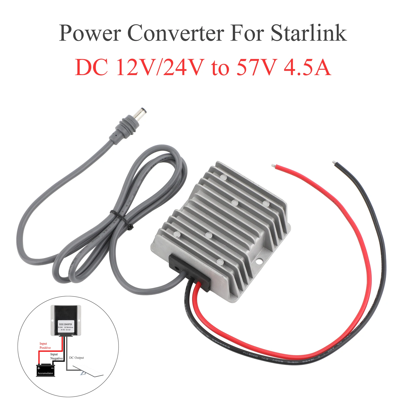 US For Starlink Gen3 DC Power Boost Converter 12V/24V to 57V 4.5A with Starlink Male Plug