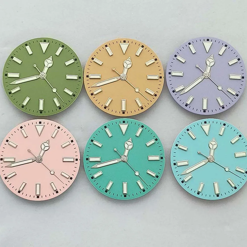 

Watch Dial 28.5mm, Green Luminous Dial NH35 Hands, for NH35 NH36 7S 8215 Movement No Calendar Watch Face + Pointer Accessories