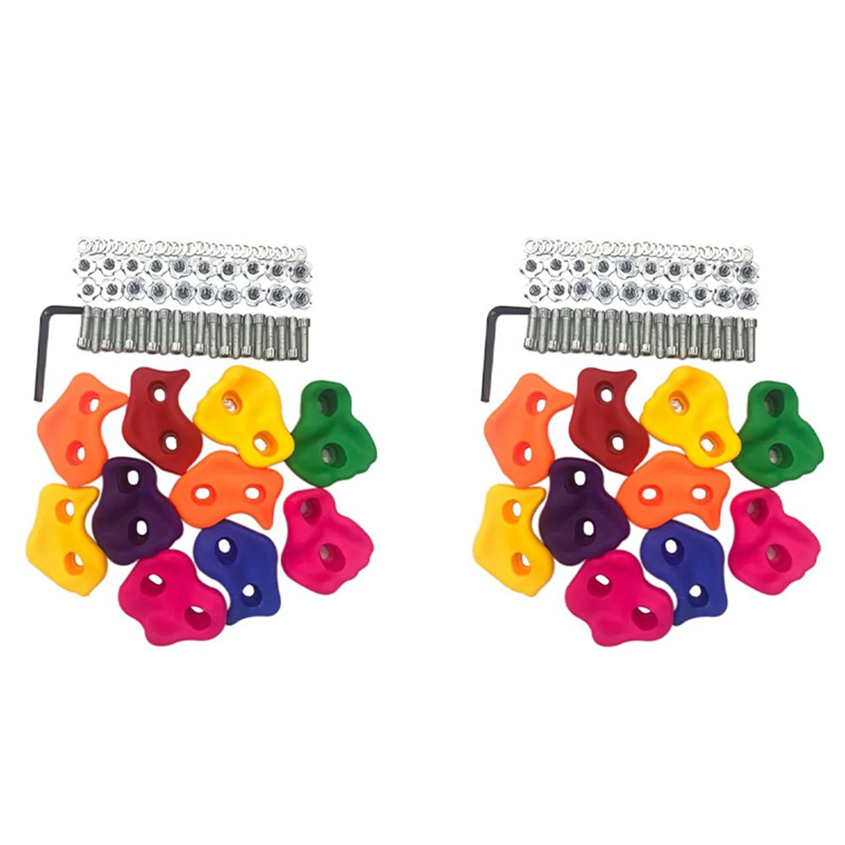 

【Summer Sale】20Pcs Mixed Color Plastic Children Kids Rock Climbing Wood Wall Stones Hand Feet Holds Grip Kits With Screws