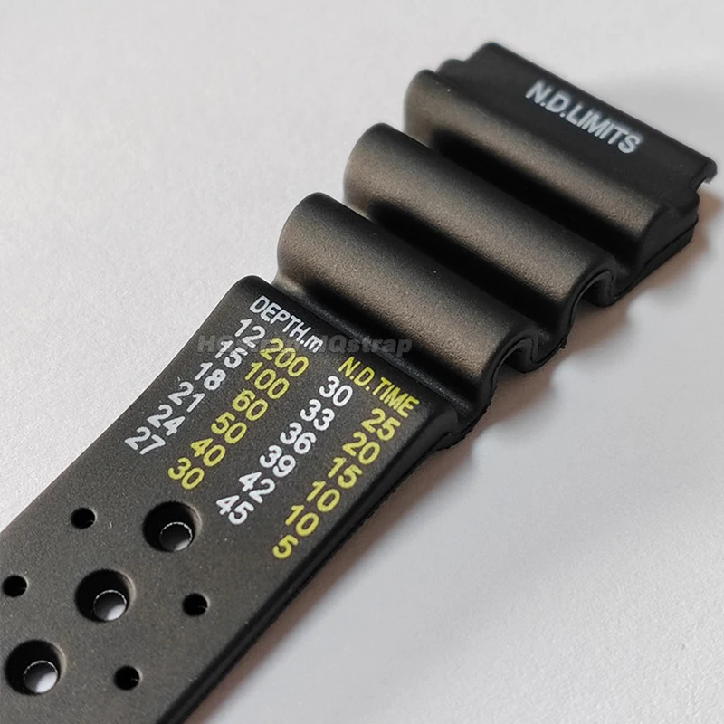 Силиконовый ремешок ND Limits Diver 20 мм, 22 мм, 24 мм, резиновый водонепроницаемый браслет, мягкий браслет для Citizen, полимерный ремешок с водным призраком