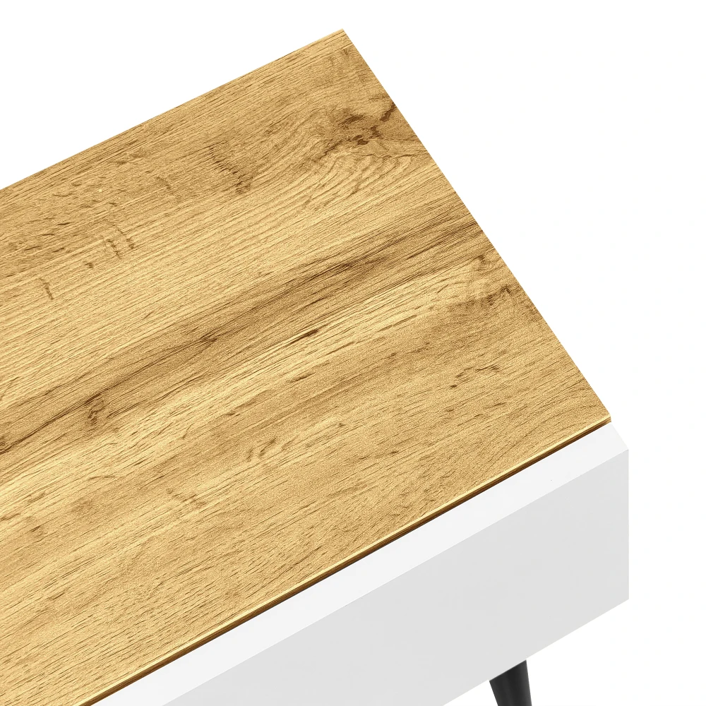 Moderner TV-Schrank mit verstellbarer Länge, Holzoptik + weiß matt, schwarze Metallbeine, multifunktionale Wohnzimmermöbel – Detail 15