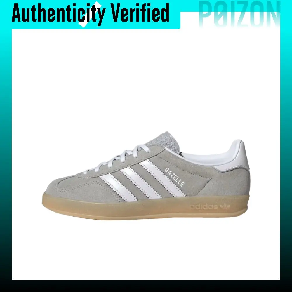Adidas Originals GAZELLE INDOOR Textile, Split Cow Leather Low top Skateboard Shoes Women's Gray JQ7008