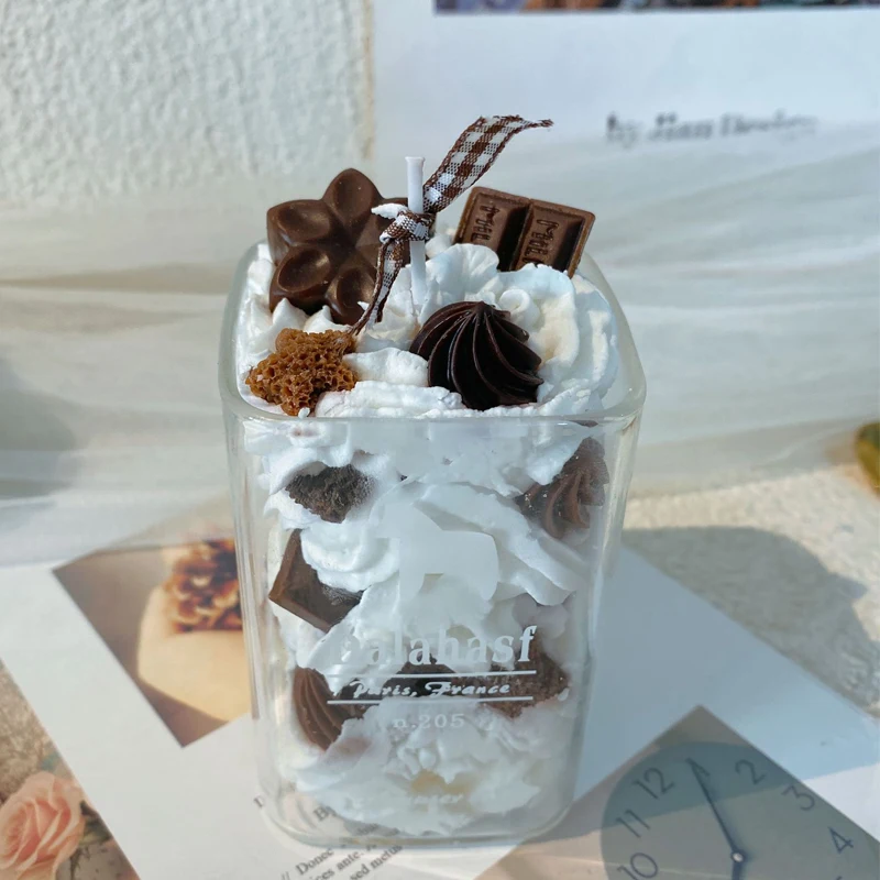 Leuke Geurkaars Aardbei Chocolade Creative Crème Taart Gift Dessert Aromatherapie Kaarsen Ornamenten Thuis Bureau Decoratie