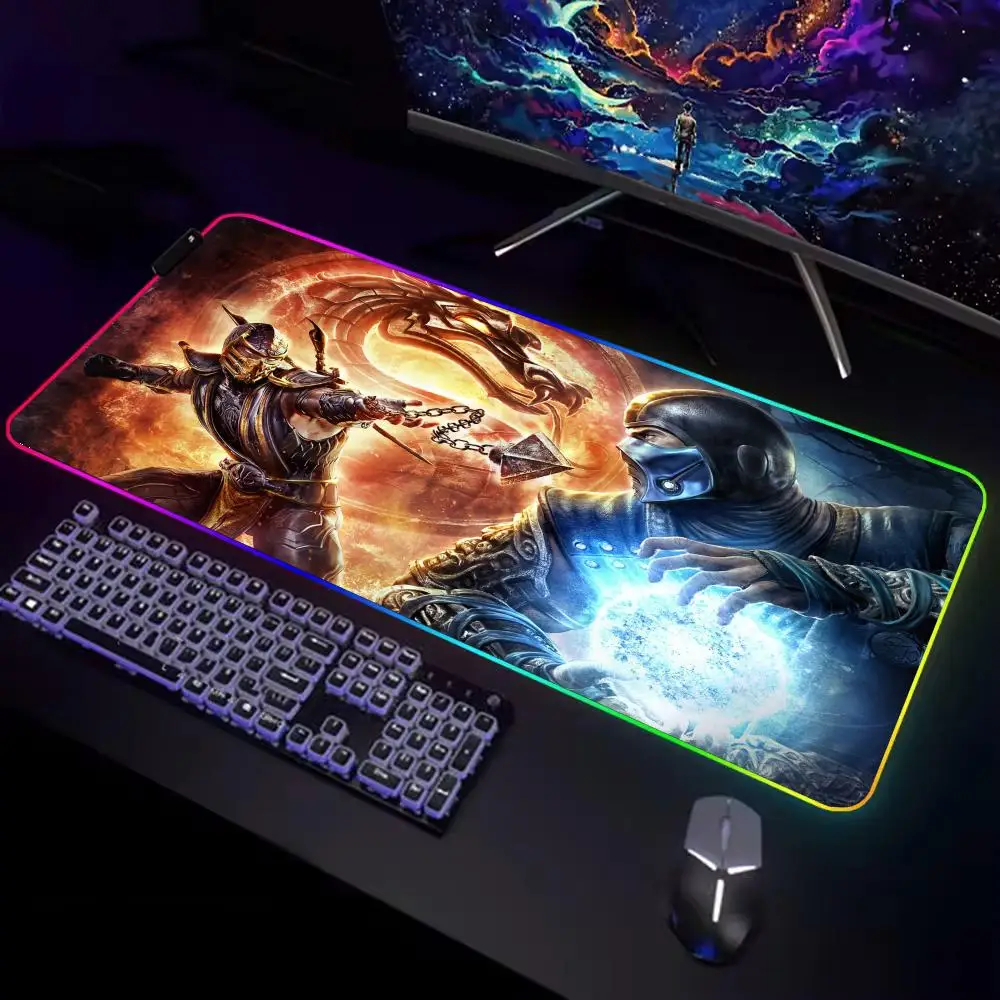 

Mortal Kombat Mouse Pad Gamer Rgb Desk Mat Back Light Led Mousepad Setup Gaming Accessories Deskmat Big Mousepepad Backlight