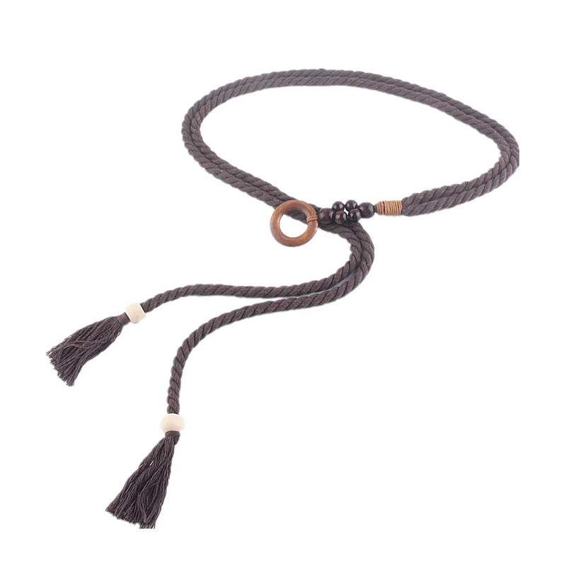 Woven Waistband Women Waist Belt Hemp Rope Vintage Round Buckle Jeans Corset Belt Hip High Dress Waistband Appreal Accessories