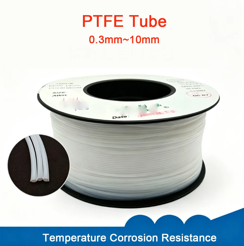 1~10M PTFE Tube Translucent White Black ID 0.3/0.4/0.5/0.6~10mm High Temperature Resistant Capillary Insulated Hose Rigid Pipe
