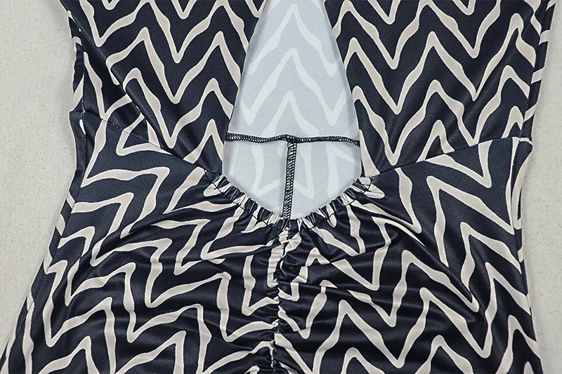 Vestido Maxi Bodycon com Estampa Listrada Sexy, Manga Longa, Recortes, Ajuste Slim, Elástico, para Festas e Clubes, Roupas Femininas