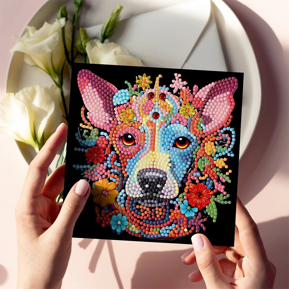 8Pcs DIY Diamond Painting Card Cat Special Shape Diamond Drawing Card Diamond Daily Wish Card for Adults Holiday Friends Family