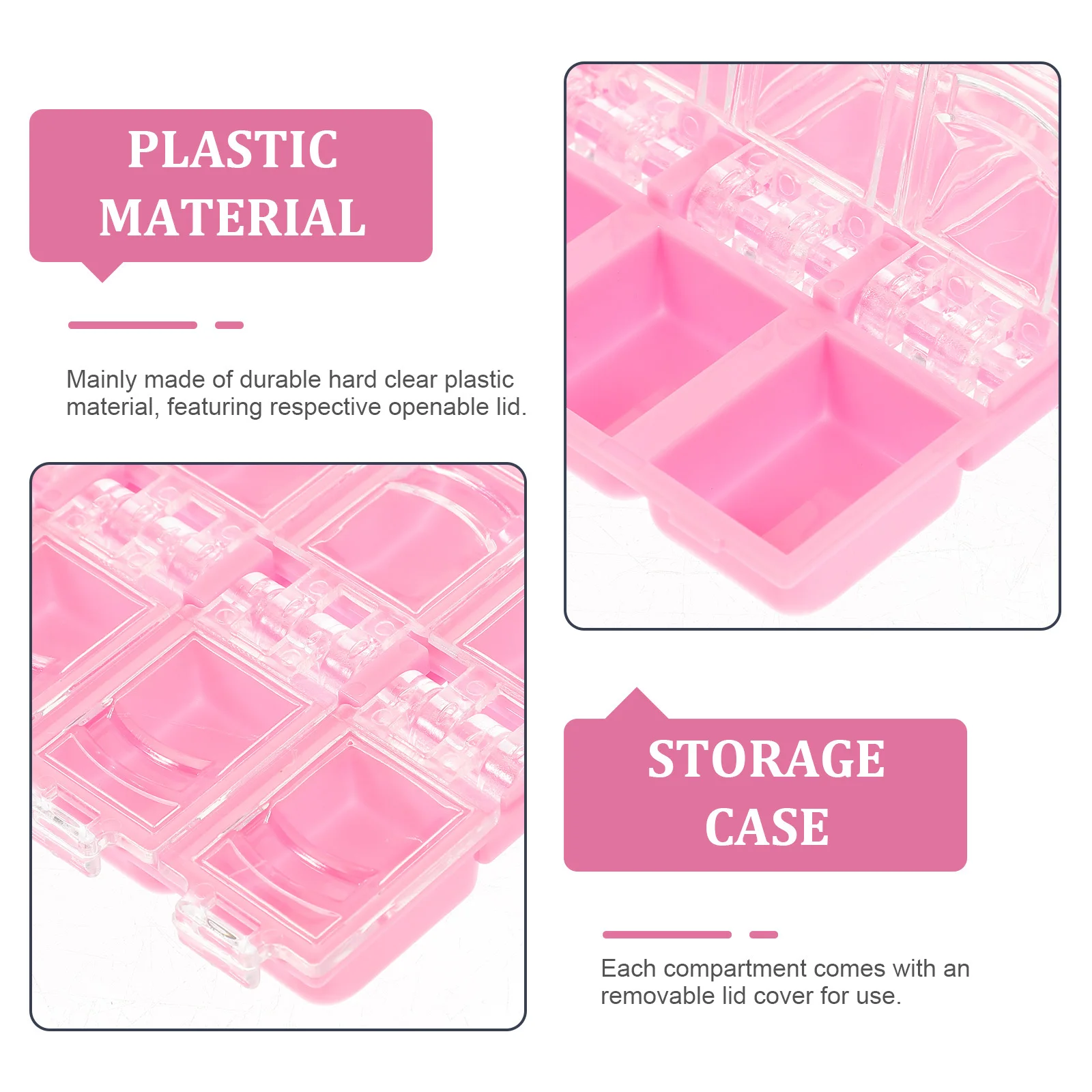 

4Pcs Clear Plastic Nail Art Storage Organizer 12-Separate Compartments with Lids for Glitters Rhinestones Shiny Sheets Salon