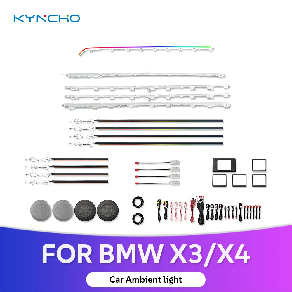 

Для BMW X3 G45 2023 2024, светодиодное автомобильное окружающее освещение, внутреннее светодиодное освещение с симфонией, автомобильное окружающее освещение с красочными функциями