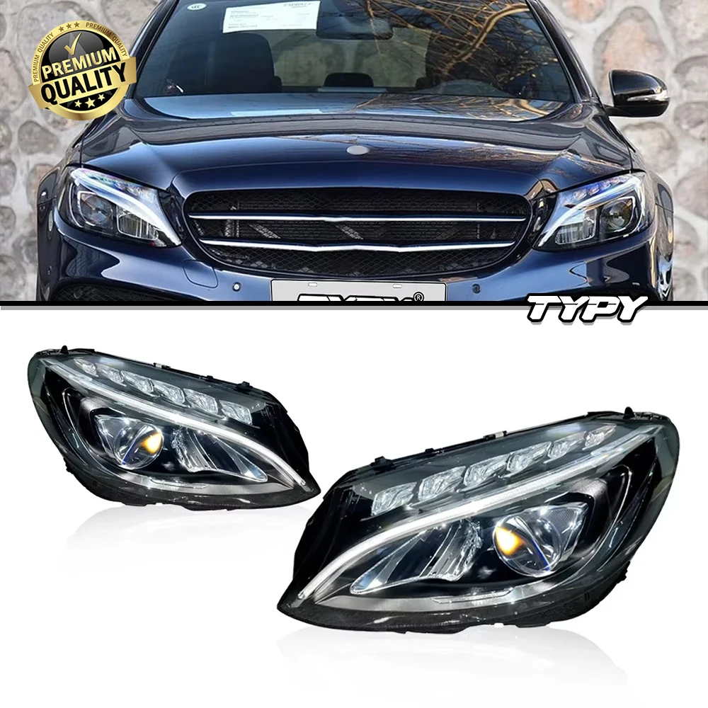 

TYPY Новые светодиодные фары, обновленные модифицированные полные фары для Benz C Class W205 2015-2018, указатели поворота, дневные ходовые огни