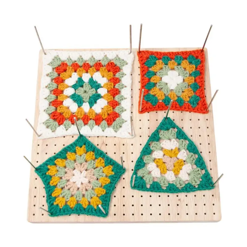 Wooden Crochet Blocking Board Kit with Stainless Steel Rod Pins Granny Square Crochet Board For Knitting Sewing DIY  Gifts