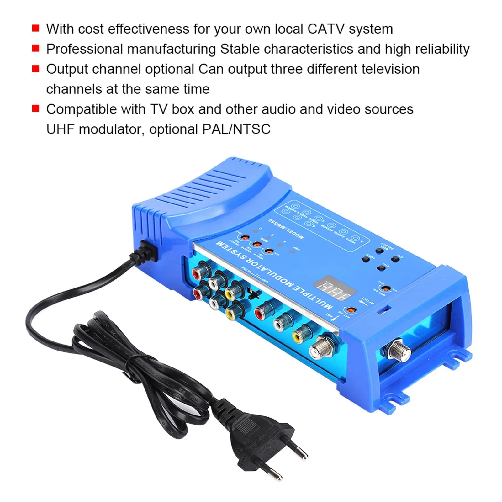 SDR MMS80 UHF Video Transmitter Modulator - Aluminium Alloy, Multiple Modulation System, EU Plug, 100-240V