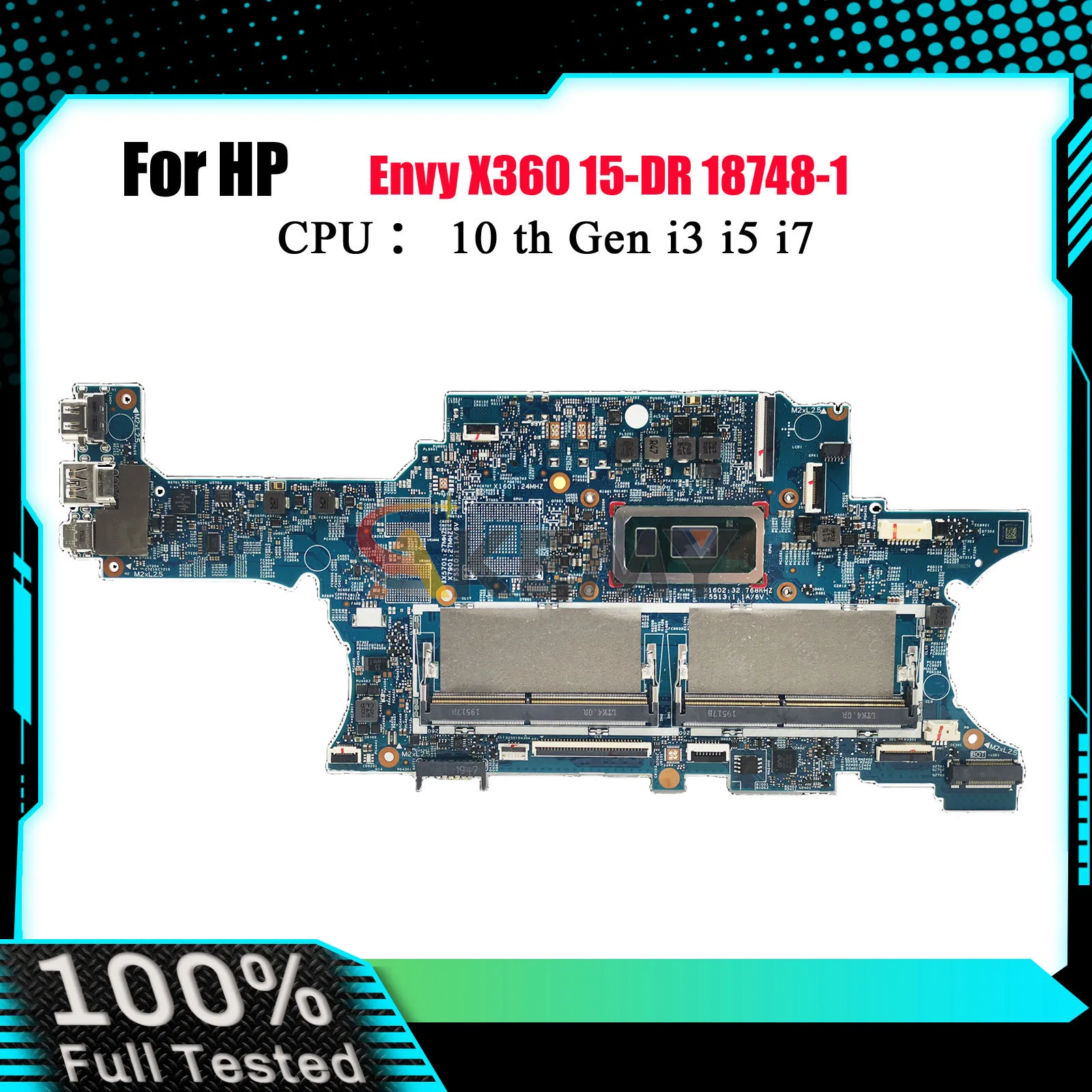 

18748-1 Материнская плата для ноутбука L53569-601 L53568-601 для HP Envy X360 15-DR с процессором i5 i7 DDR4 100% полностью протестирована