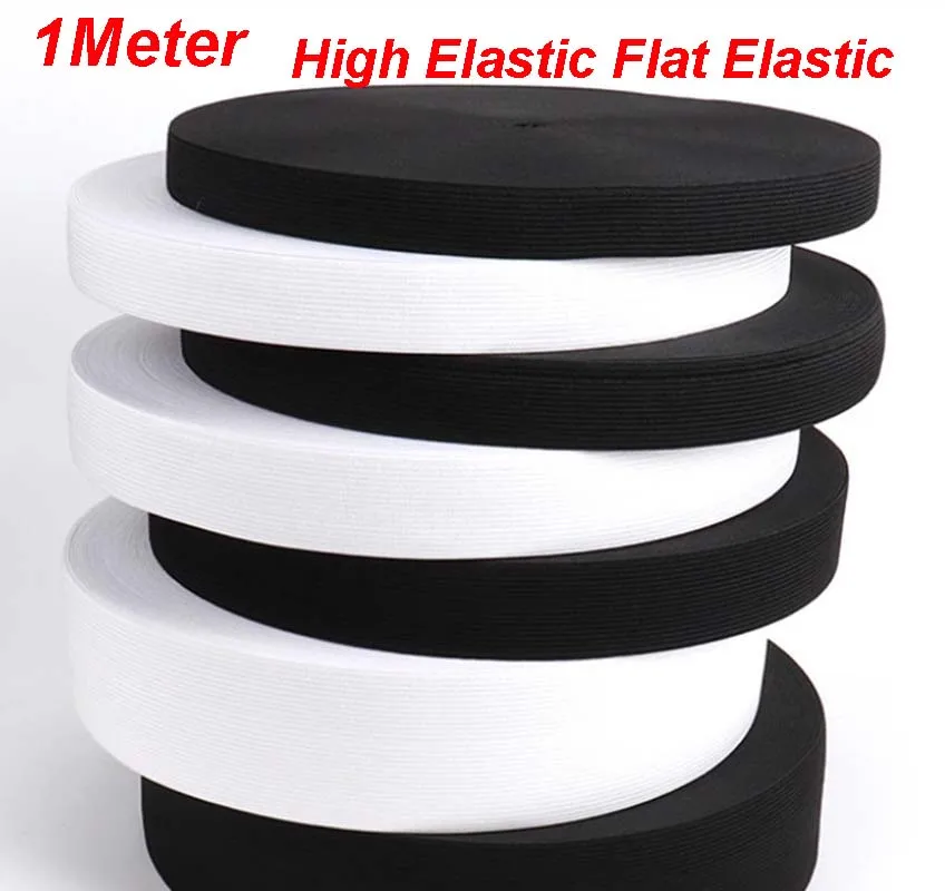 1Meter 10/15/20/25/30/35/40/45/50/60MM White/Black Nylon Elastic Band Garment Sewing for Shorts Skirt Trousers Sewing Accessorie