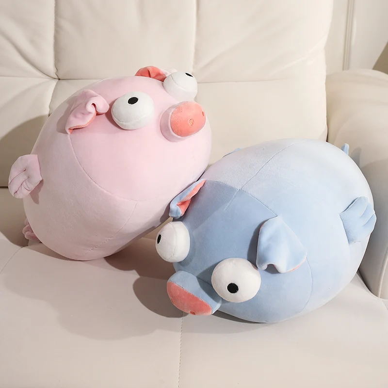 Round Pig Plush Pillow Pink Light Blue Styles 55cm Floppy Ear Animal Cushion for Living Room Accent Decor Collection
