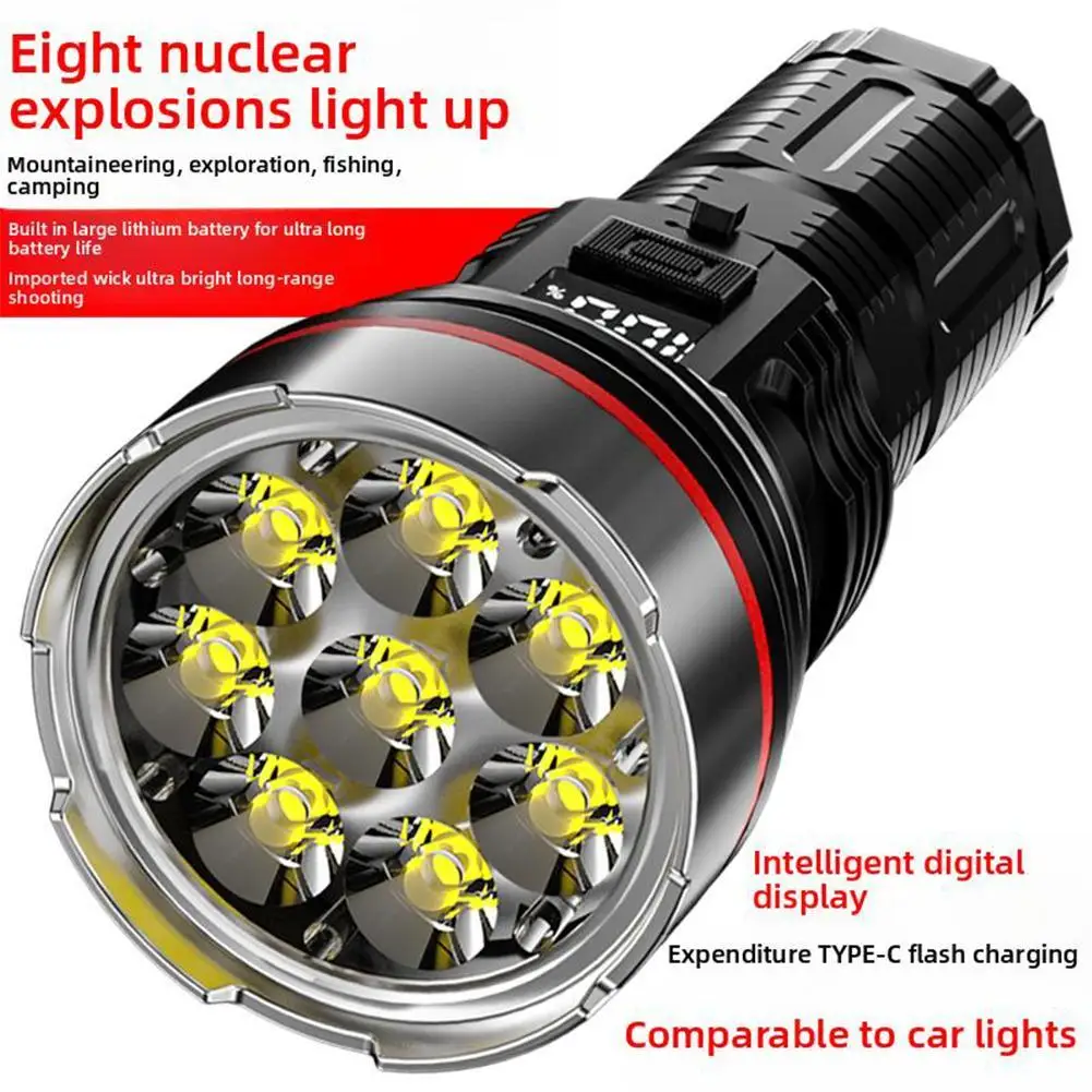 

8LED мощный фонарик сильный свет перезаряжаемый низкий аккумулятор напоминание многоступенчатый затемняющий фонарик для кемпинга портативный светодиодный светильник