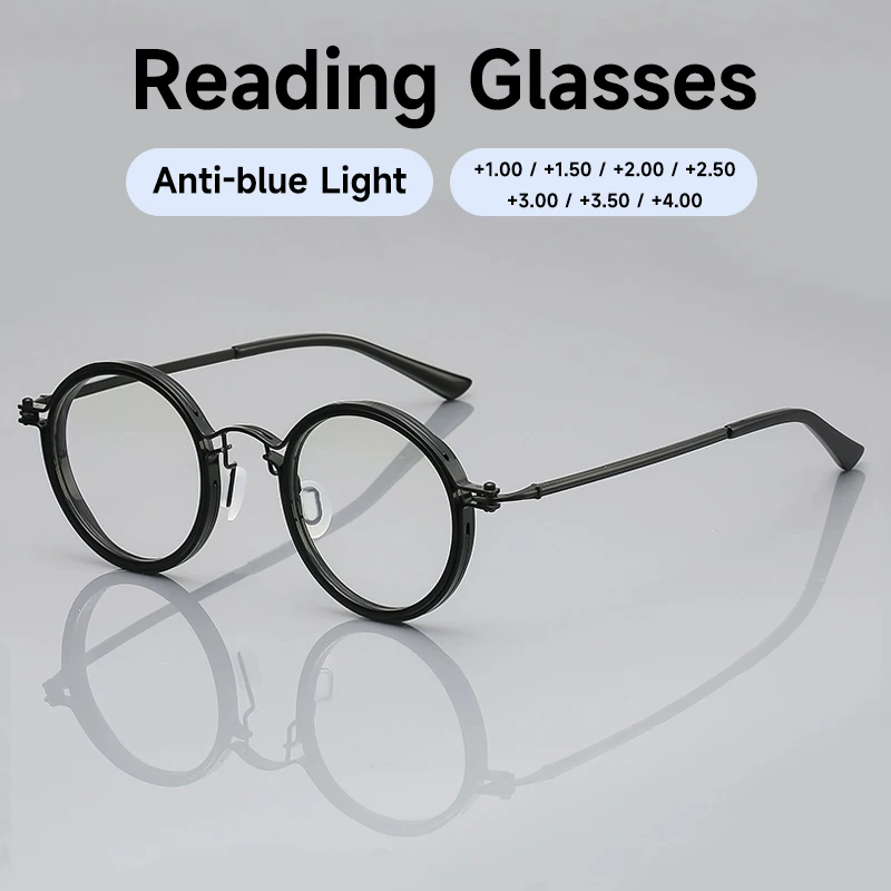 High Quality Retro Anti-blue Light Reading Glasses Men Women Brand Designer Blocking Blue Light Eyeglasses Alloy Frame Readers